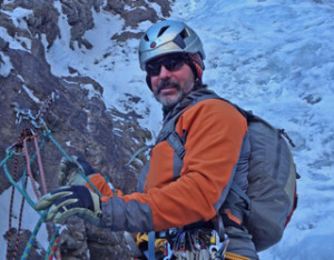 Mark Miller at the belay on The Ribbon earlier this season.