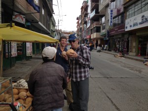Enjoying Coconuts in Huaraz, getting hydrated for the climb.